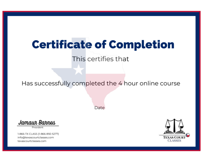 Certificate of Completion Texas Court Classes Texas Court Classes