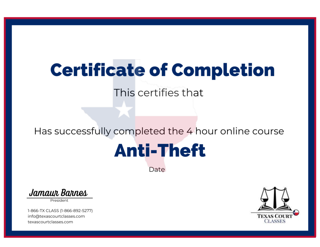 Tcc Anti Theft Management Certificate Texas Court Classes